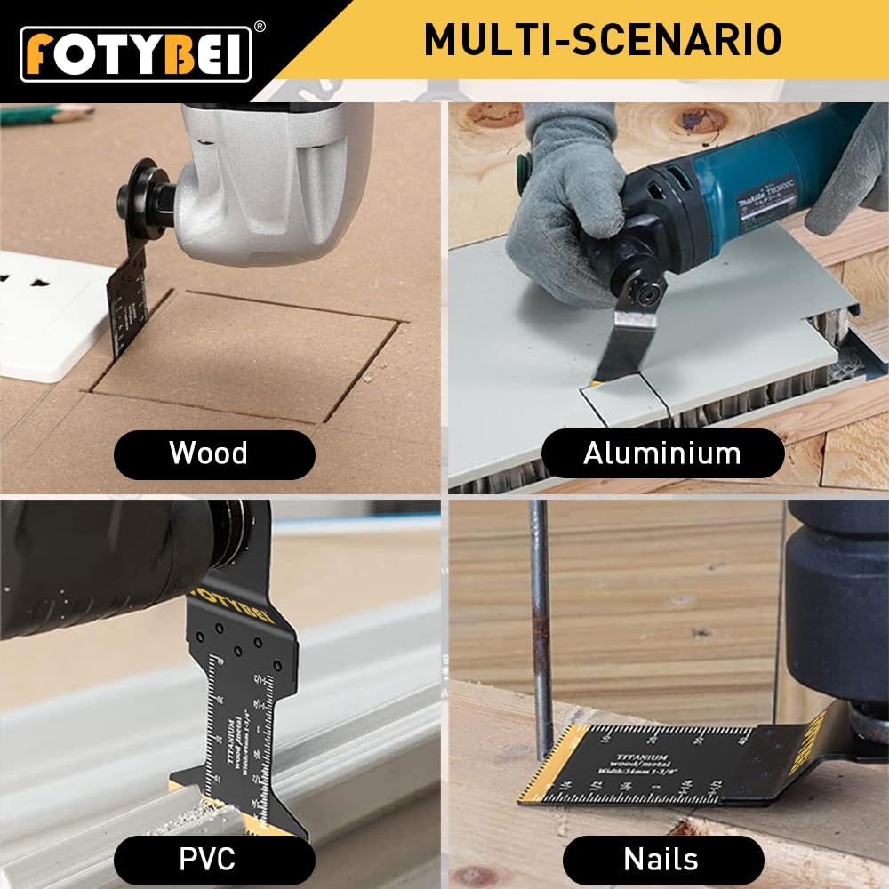 Multitool Sägeblätter Titan, 5 tlg Oszillierwerkzeug Sägeblätter Zubehör, Holz Kunststoff Metall Multifunktionswerkzeug Zubehör für Fein Dewalt Makita Parkside Ryobi Milwaukee 5