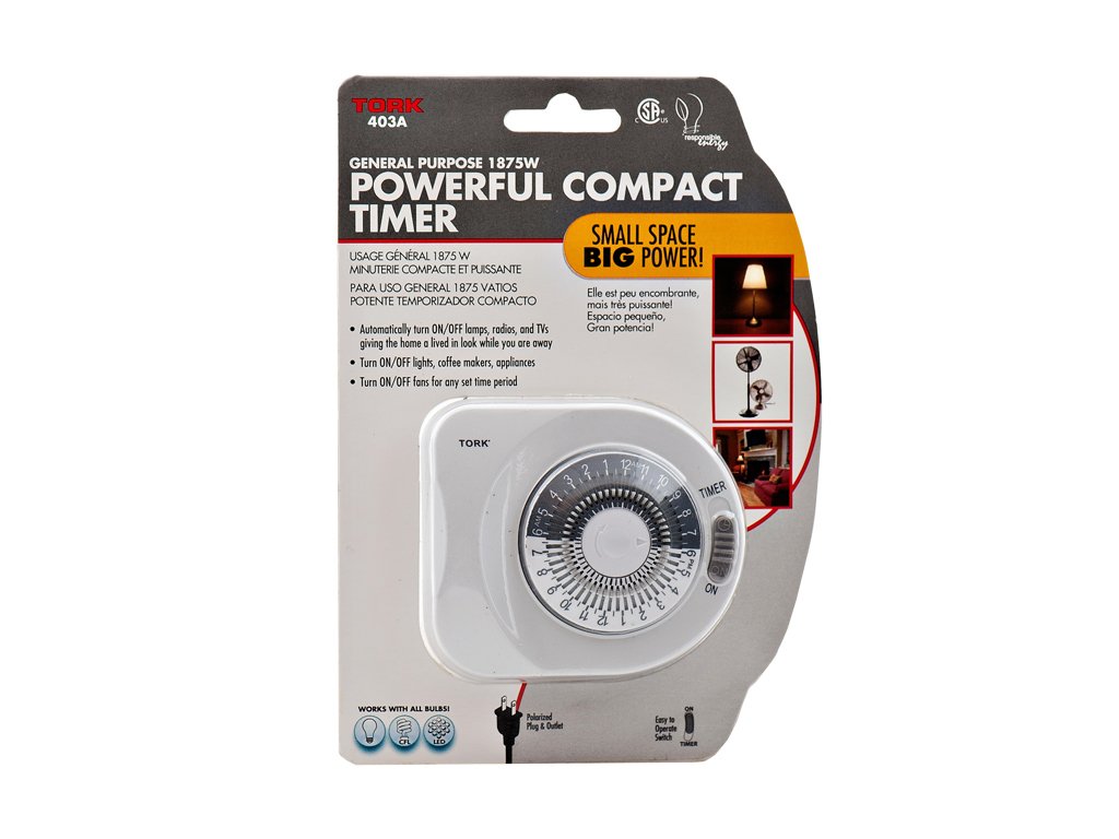 Tork 403A 24 Hour Mechanical Timer - 1 Polarized Outlet: Wall Timer
