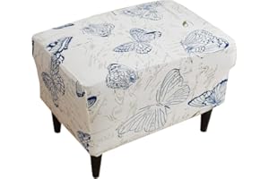 Eco-Ancheng Chair Cover Stretch Ottoman Cover Rectangular Storage Ottoman Slipcover Footrest Stool Covers Ottoman Slipcovers for Foot Stool with Nonslip Elastic Bottom