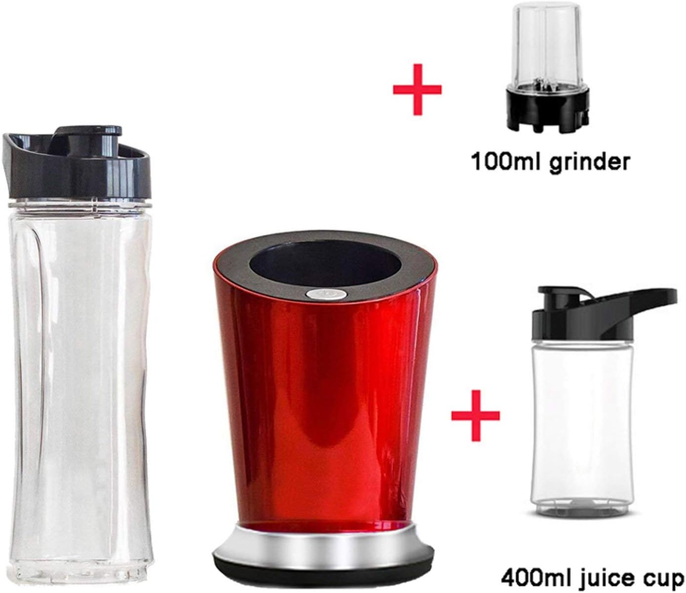 300W Portable Personal Mixer Juice With BPA Free 400ml Bottle Optional Grinder 600ml cup, 100ml Dry Grinder,Full Kits 4 in 1,UK Plug