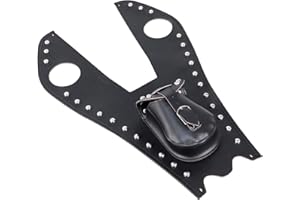 BID4ZE PU Leather Gas Tank Bag Cover Pad Bib with Pouch Rivet Fuel Tank Panel Bag For Harley Fatboy Softail Heritage Springer FLSTS FLST FLSTN Black