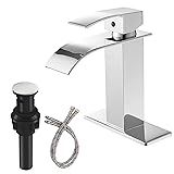 RUITHOE Chrome Bathroom Faucet, Waterfall Bathroom