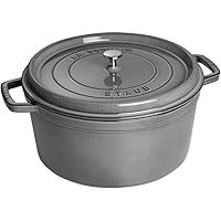 Staub Cast Iron 13.25-qt Round Cocotte - Graphite Grey, Made in France