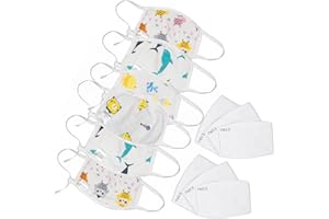 Wildfire Smoke Protection- 6 Resuable Face Cloth Masks + 6 (PM2.5) Pads, 4-Layer Waterproof Cotton Masks (Age 2-5T)