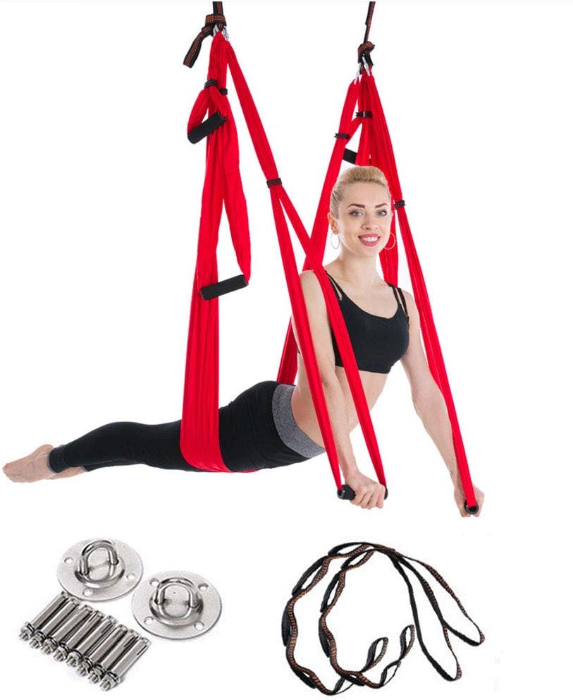 XBECO Yoga Hammock Swing Trapeze Set-Anti Gravity Ultra Strong and Comfortable for Exercises Pilate Fitness Flexibility Core Strength Weight Loss-Bears 400lbs,D