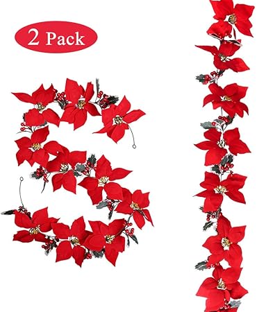 Stella Di Natale Foglie Rosse.Crazy Night Ghirlanda Di Fiori Di Natale A Forma Di Stella Di Natale Con Bacche Rosse E Foglie Di Agrifoglio Aa Medium Amazon It Casa E Cucina