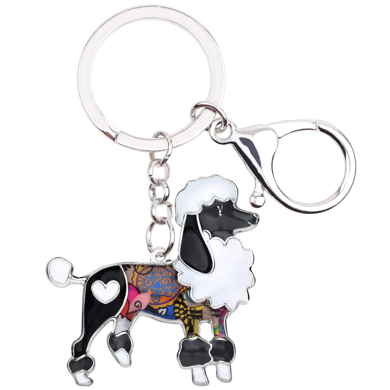 WEVENI Enamel Alloy Poodle Dog Keychain Pet Key Ring Bag Car Wallet Charms For Women Girls (Black)