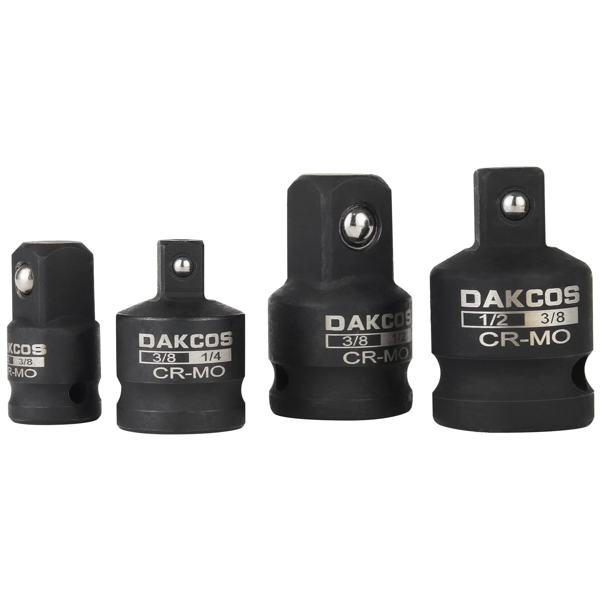 DAKCOS Impact Socket Adapter Reducer Set, 4-Piece, 1/2" to 3/8", 3/8" to 1/4" Convertor Adapter Set Fits Impact Driver, CR-MO — image 1