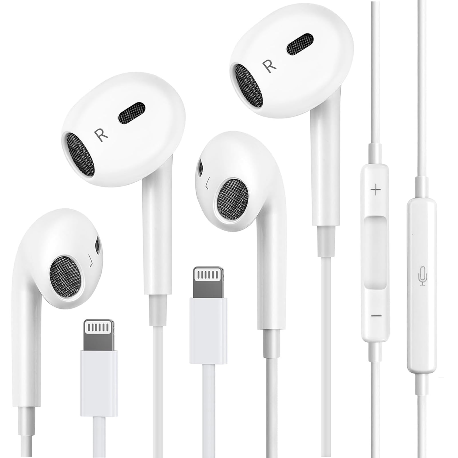 Photo 1 of 2-Pack Apple Earbuds with Lightning Connector (Plug&Play),Wired Headphone for iPhone with Built-in Mic & Volume Control,Compatible with iPhone 14/13/12/11/XR/XS/X/8/7/Pro Max?MFI Certified Earphone?