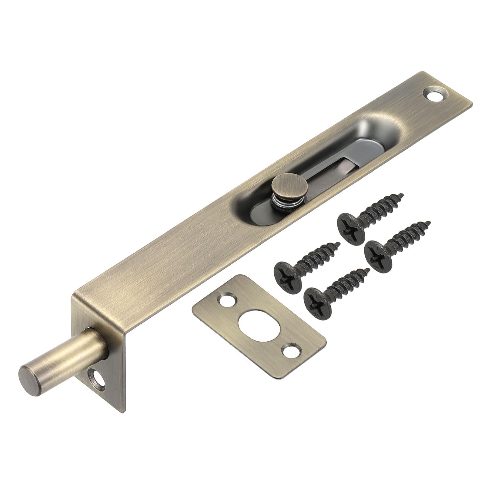 PATIKIL Flush Bolt 6" x 0.87", Stainless Steel French Door Lock Concealed Slide Double Door Latch for Wood Composite Double Door, Bronze