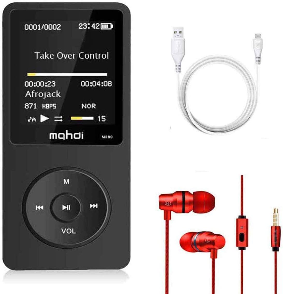 Mp3 player, Mp3 Player 8G, 80 Hours Playback Digital Music Player with Built-in Speaker, FM Radio, 1.8TFT Screen Voice Recorder,Alarm,Bricks, Movie play Function
