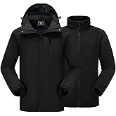 CAMEL CROWN Men's 3 in 1 Ski Snow Jacket Waterproof Winter Snow Coat Windproof Warm Fleece Lining Hiking Rain Jacket Hooded