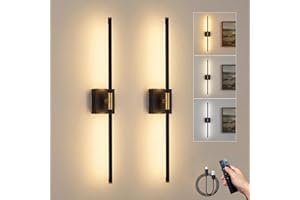 GULULUT Battery Operated Wall Sconces Set of 2, Wireless Rechargeable Wall Sconces with Remote Control, 350°Rotate, 3000K/400