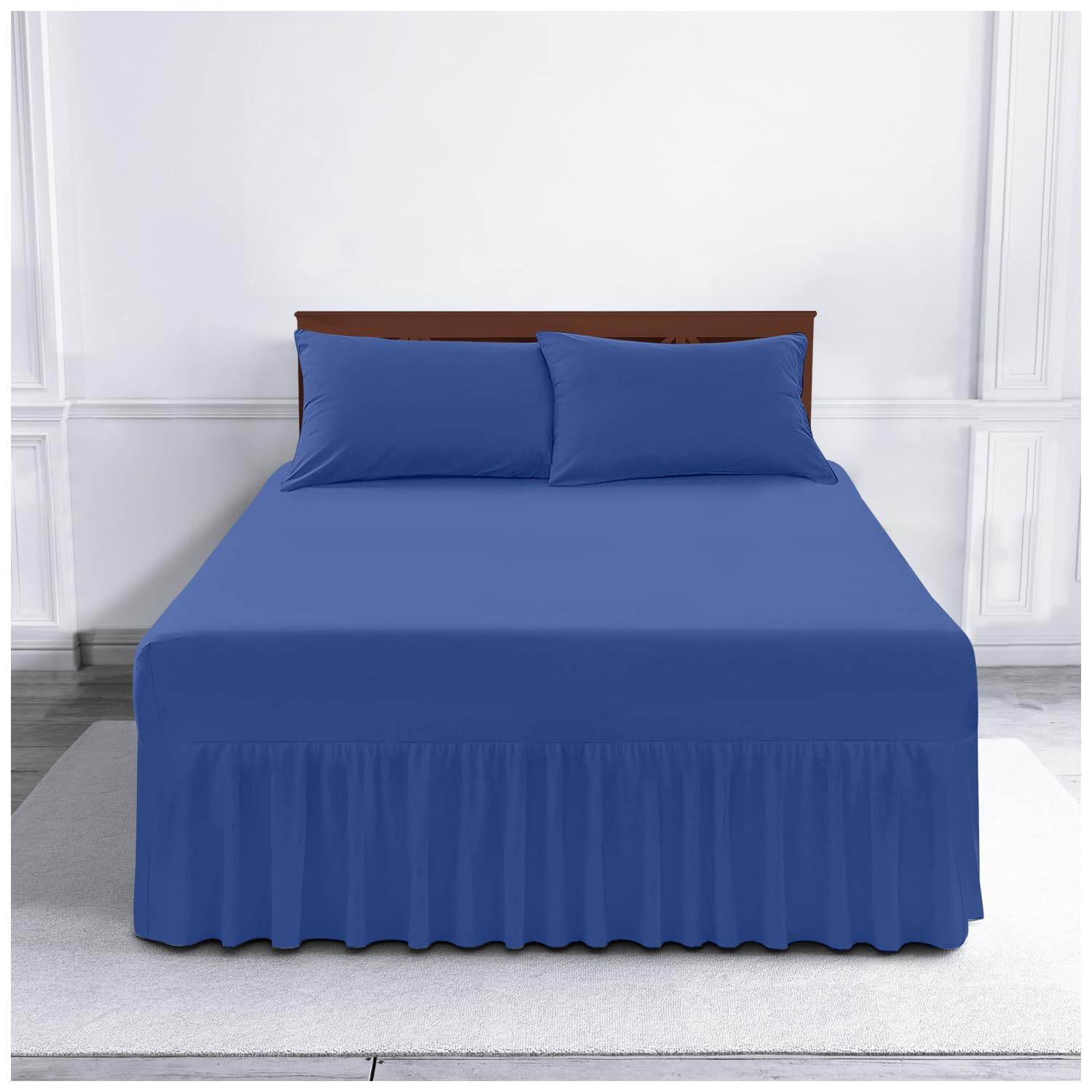 Gaveno Cavailia Luxury Non-Iron PERCALE VALANCE Sheet, Poly-Cotton, Royal Blue , Single — image 1