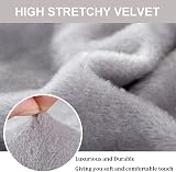 Teynewer Thick Velvet Sofa Covers 3 Seater Light Grey with 1 Pillowcase view 3