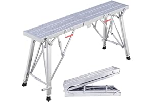 DaoLift 62.99"x9.84" Scaffolding Platform 660lbs Adjustable Work Platform Portable Metaltech Scaffolding Multifunctional Folding Tripod Work Platform Non-Slip Portable Work Bench