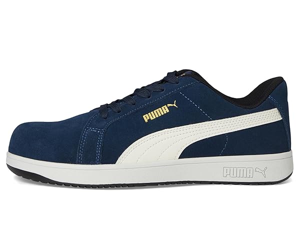 PUMA SAFETY ICONIC SUEDE LOW MEN’S SAFETY SHOES, COMPOSITE TOE, ELECTRICAL HAZARD PROTECTION, SLIP RESISTANT, NAVY, SIZE M8.5 (640025-08.5-300)