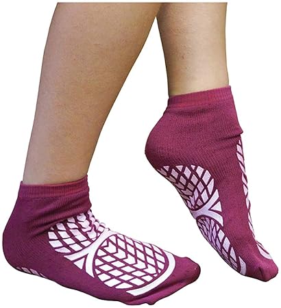 Aidapt Anti-Rutsch-Socken für Patienten, doppelseitig, Größe 7,5/9,5, Medium, Violett