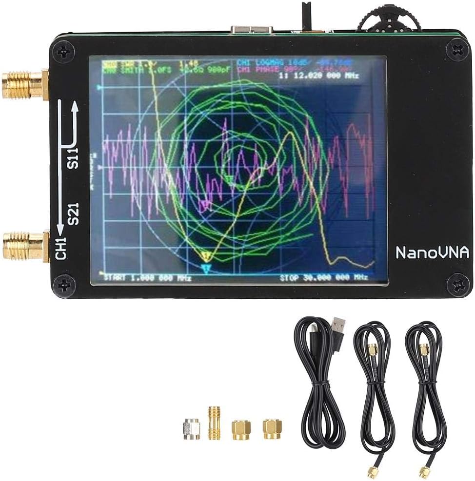 Tangxi 50KHz-900MHz Vector Network Analyzer Kit, 2.8-inch Digital LCD Touch Screen DIY Vector Network Analyzer Measuring S Parameters, Voltage Standing Wave Ratio, Phase, Delay, Smith Chart