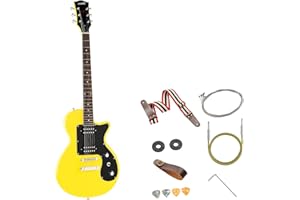 MUSILY 39in Electric Guitar Kit, Full Size Beginner Electric Guitar, Solid Body Starter Kit HSS Pickup with Guitar Strap, Cable, Picks, Strings (Champagne Yellow)