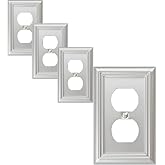 OKAWYC Single Duplex Outlet Cover Plate, 4-Pack Brushed Nickel Adler Metal Wall Plate 1 Gang, for Light Switch Cover, Receptacle Light Switch, Switch Cover Decorative Wallplate, Durable