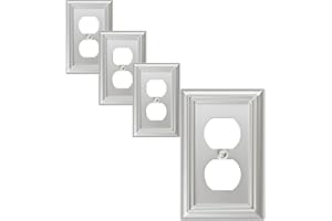 OKAWYC Single Duplex Outlet Cover Plate, 4-Pack Brushed Nickel Adler Metal Wall Plate 1 Gang, for Light Switch Cover, Receptacle Light Switch, Switch Cover Decorative Wallplate, Durable