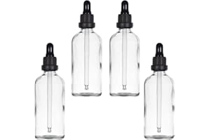 YIZHAO Clear Glass Dropper Bottle 4oz, Tincture Bottles with Glass Dropper, for Essential Oils, Aromatherapy, Cosmetic, Laboratory, Pharmacy, Liquids, Travel –4 Pcs