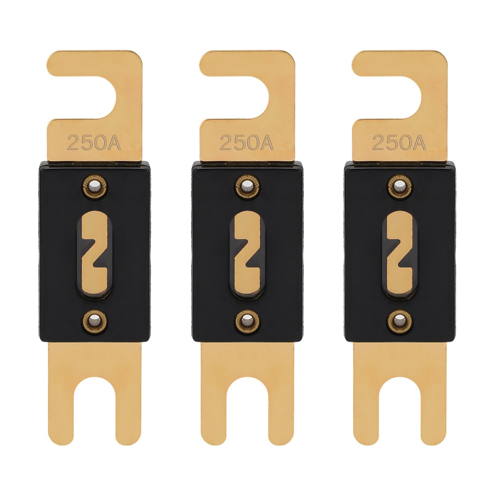 VEXUNGA ANL Fuse 250A Blade Fuses 250 Amp 32VDC 250Amp Gold for Car Audio Video System (Pack of 3Pcs)