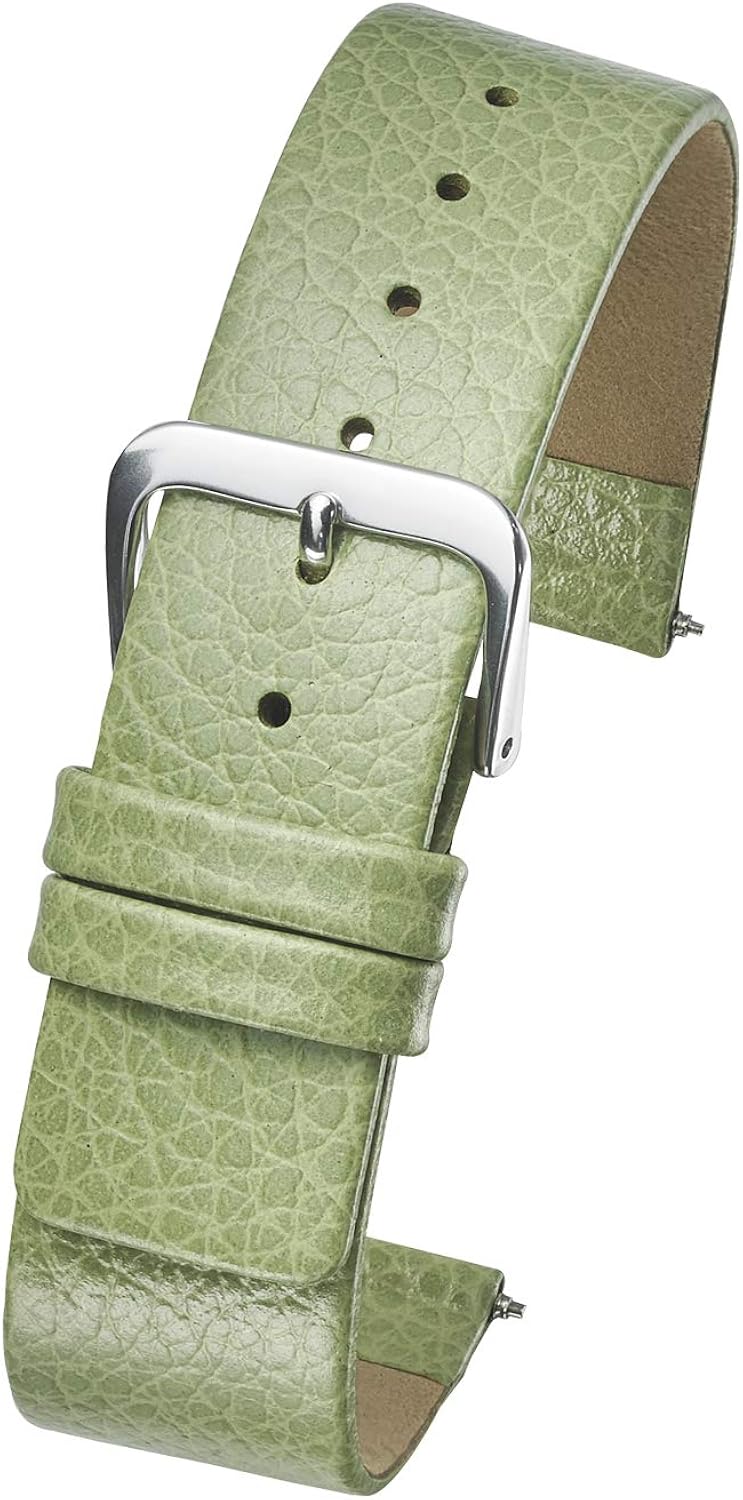 ALPINE INTERNATIONAL Genuine leather watch band - Smooth flat leather watch strap 18mm - green