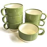 Sicaluya 11 oz Stackable Plastic Coffee Cups with Handle (6 Pack), Lightweight Party Cup for Kids & Adult & Elder, Dishwasher & Microwave Safe, Unbreakable Mug set for Water, Coffee, Milk, Juice, Tea