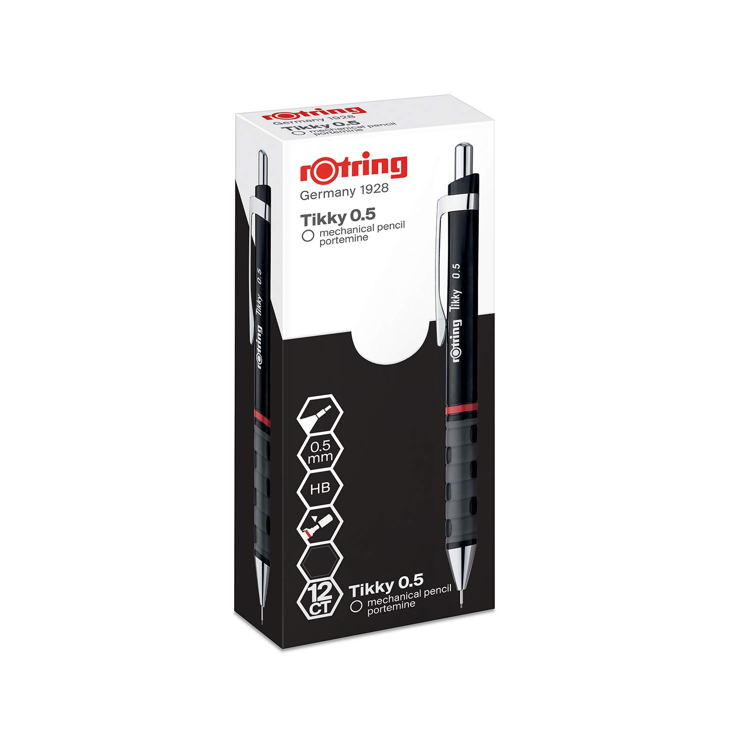 rOtring Tikky Mechanical Pencils | HB 0.50mm | Black Barrel | Box of 12
