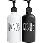 MOMEEMO Soap Dispenser Set 2 Pack, Contains Hand and Dish Soap Dispenser, Perfect for Black and White Kitchen Decor. (Black & White)