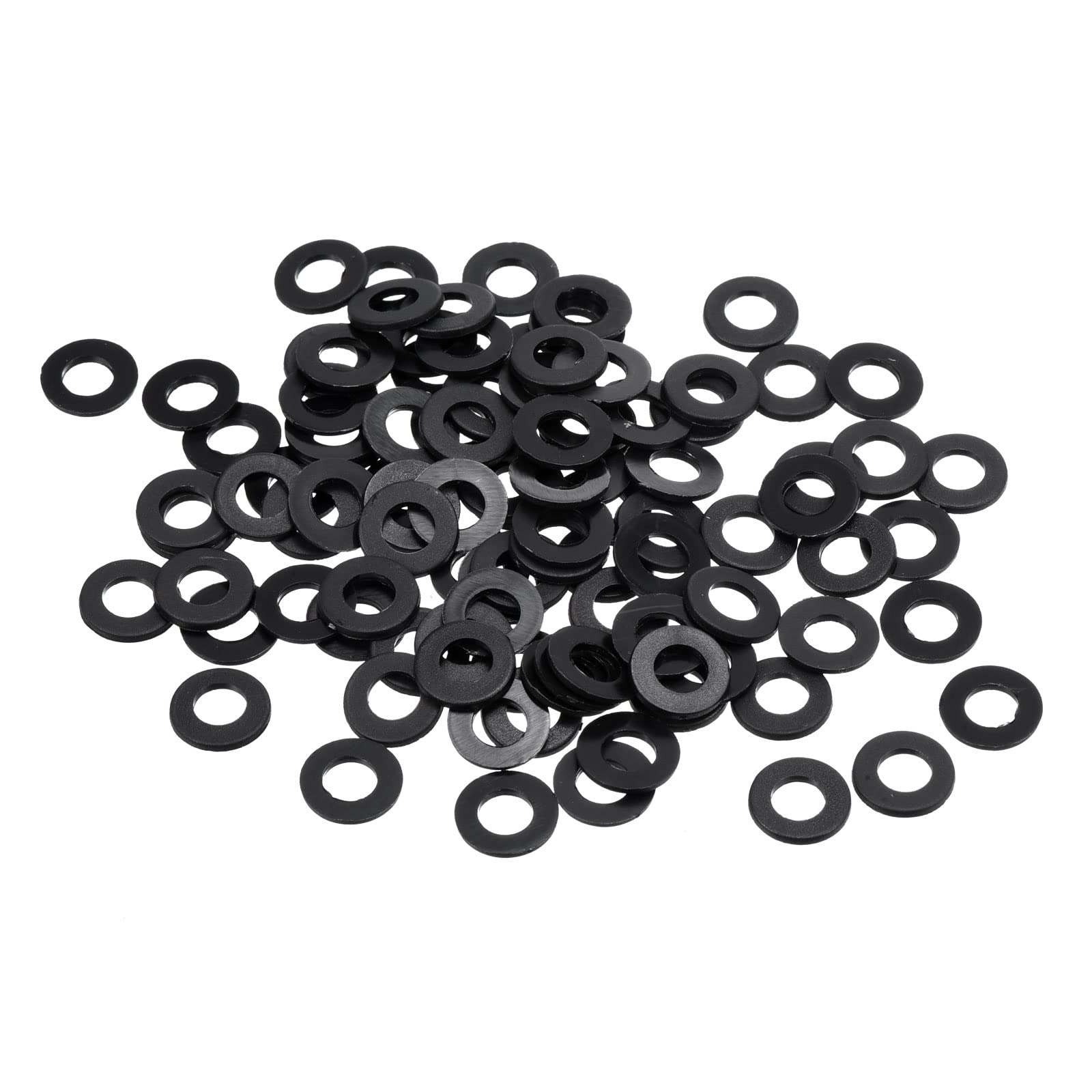 PATIKIL M5 Nylon Flat Washer, 100 Pack 5mm ID 10mm OD 1mm Thick Sealing Spacer Gasket Ring for Faucet Pipe Water Hose Fastener Bolt, Black