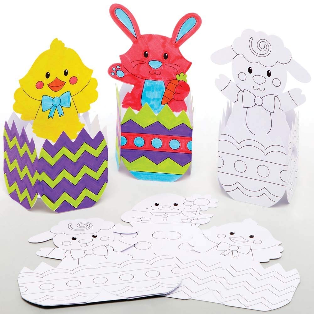 Baker Ross Easter Egg Pop Up Colour in Cards - Pack of 10, Easter Cards for Kids (AX811)