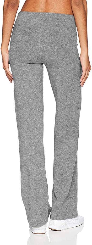 Eakyool Elastic Loose Waist Slim Pockets Women's Casual Solid Color Slim Hips Loose Yoga Pants Wide Leg Sports Pants