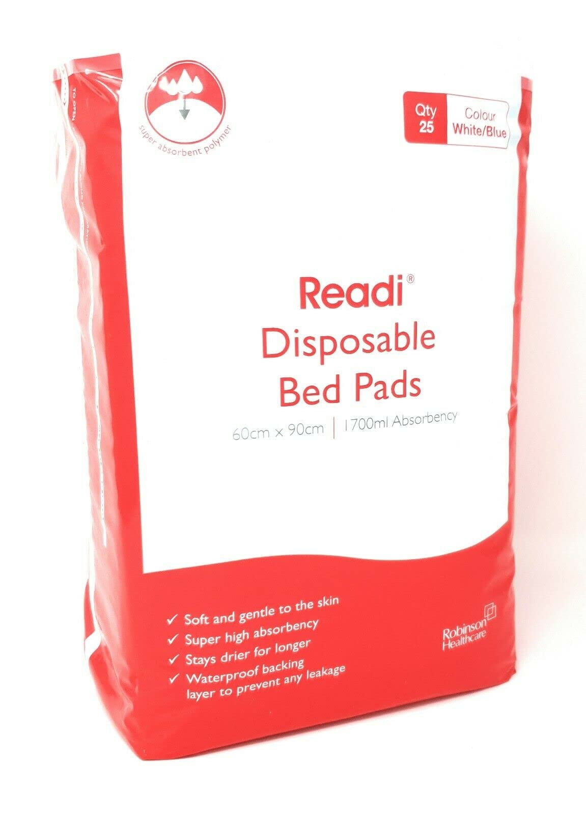 Readi Disposable Incontinence Bed Pads 60 x 90cm 1700ml Absorbency Pack of 25