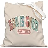 Yetmadi Retro Boho Christian Tote Bag, Christian Gifts for Women, God is Good Christian Bible Verse Scripture Canvas Tote Bags for Women, Bible Verse Gifts, Reusable Grocery Bags Shopping Bags