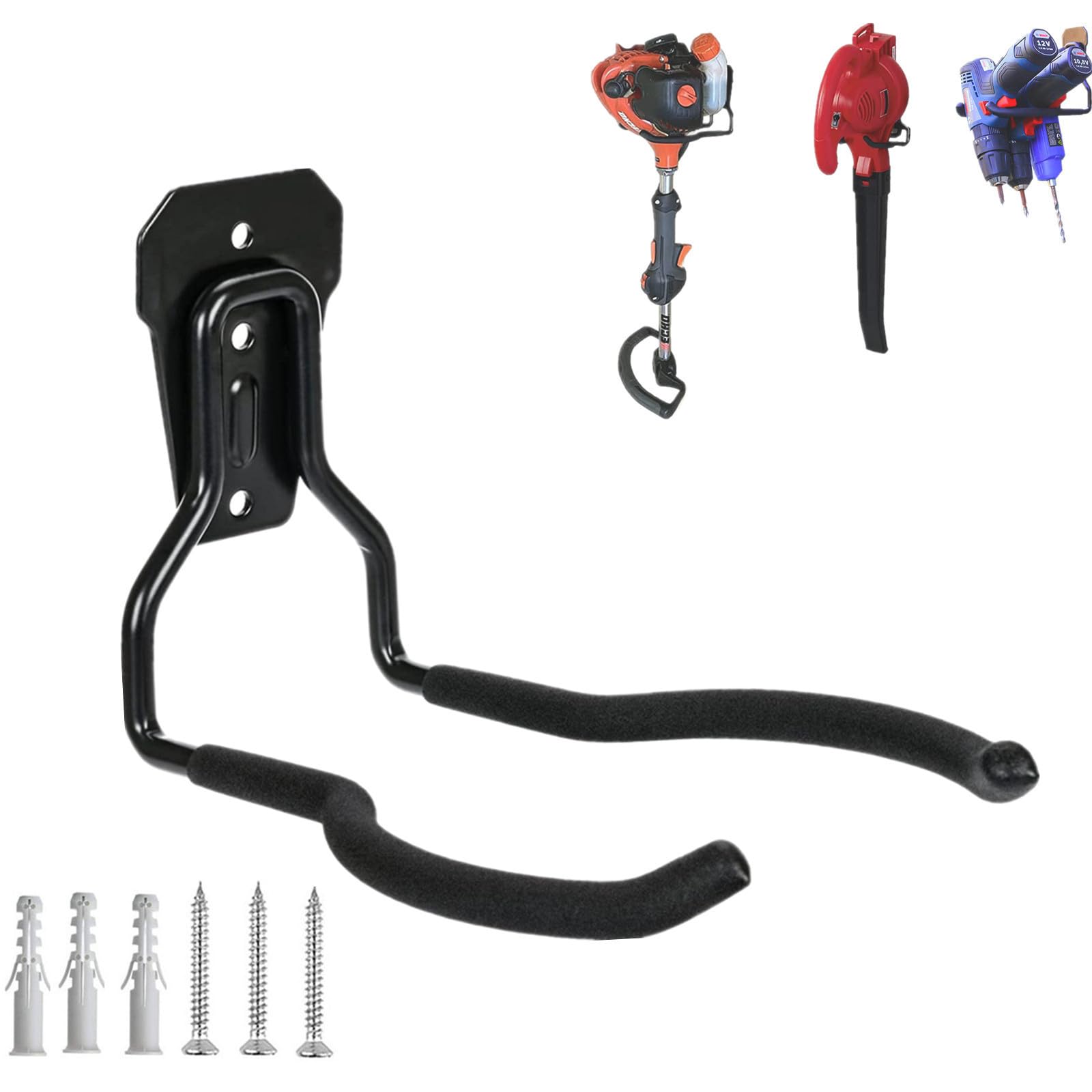 Falezern Brush Cutter Holder, 1 Piece Wall Mount for Grass Trimmer, Wall Holder for Brush Cutter, Wall Mount for Garden Tools, Metal Grass Trimmer Hanger for Garage Trimmers, Garden Tools