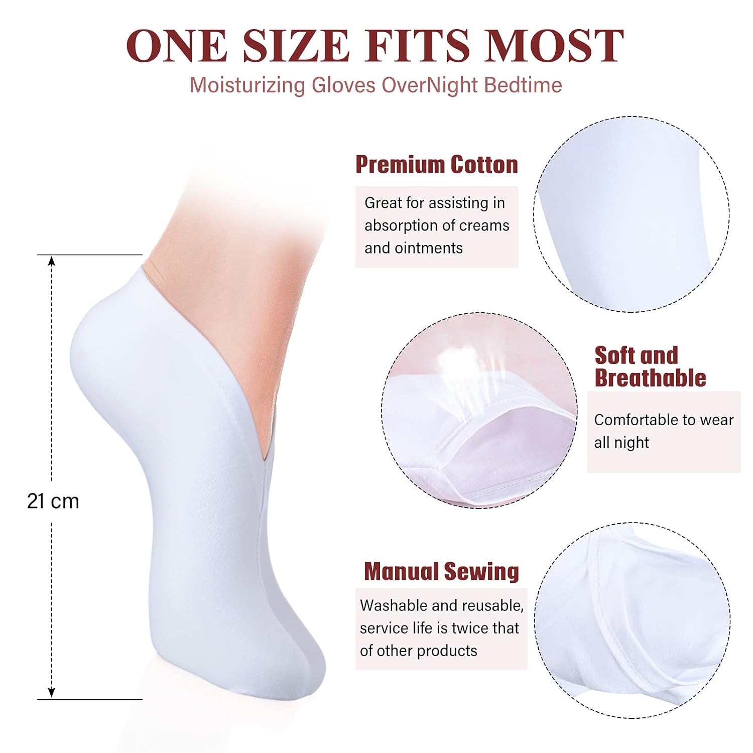 5 Pairs Moisturizing Socks Overnight Spa Socks for Dry Feet, Moisture Enhancing Socks, Cosmetic Moisturizing Socks for Women and Men, White : Beauty