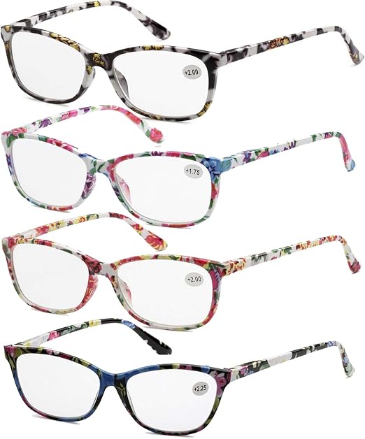 Amazon Com 4 Pack Women Spring Hinge Reading Glasses Eyeglasses