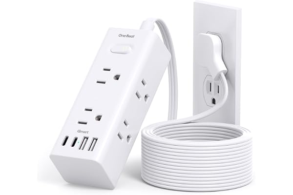 One Beat 10Ft Extension Cord with Multiple Outlets,Flat Plug Power Strip | Surge Protector with 10 Ft Long Cord,6 Outlet 4 USB Ports (2USB C),Multi Outlet Wall Plug for Travel,College,Dorm Essentials