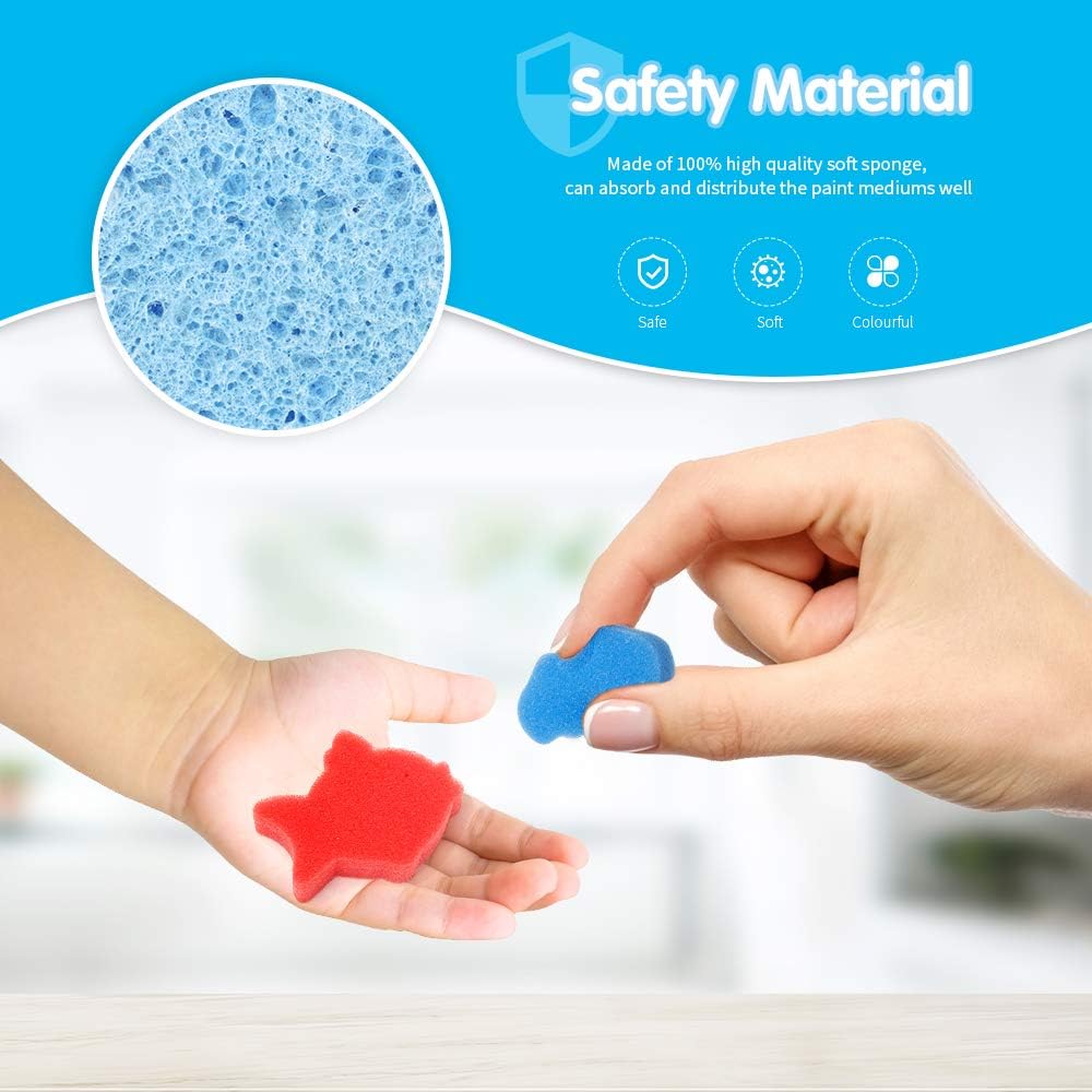 LEOBRO 30pcs Sponge Painting Shapes Painting Craft Sponge for Toddlers Assorted Pattern Early Learning Sponge for Kids Shipping by FBA: Toys & Games