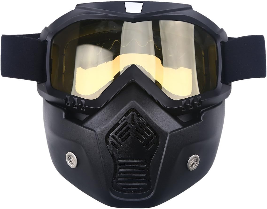 Possbay Goggles Face Mask, Motorcycle Face Cover Glasses Removable Mask for Motocross Dirtbike Off Road Racing Open Face Helmet