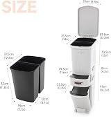 Warmiehomy 36L Double Bin with Pedal Inner Buckets Wheels Simulated Separation view 2