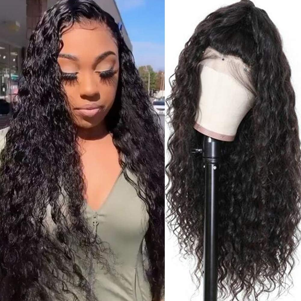RECOOL 360 Lace Frontal Wigs Human Hair Pre Plucked With Baby Hair Brazilian Wet and Wavy Human Hair Water Wave Wigs 150% Density(18 inches, 360 Wig)