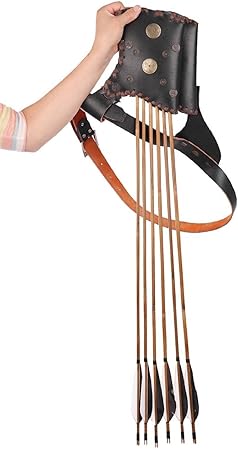 Amazon 弓道具 腰矢筒 弓袋 Handmade 黒色牛革 乗るとき ２つ袋 Cq4 アウトドア