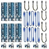 Bermunavy PCI-E Riser Express Cable 16x to 1x Powered Riser Adapter Card with 60cm USB 3.0 Extension Cable SATA to Molex 6 Pin Power Kit for Crypto Currency Mining Ethereum Bitcoin Mining Rig(6 Pack)