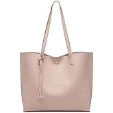 Women's Soft Faux Leather Tote Shoulder Bag Big Capacity Tassel Handbag