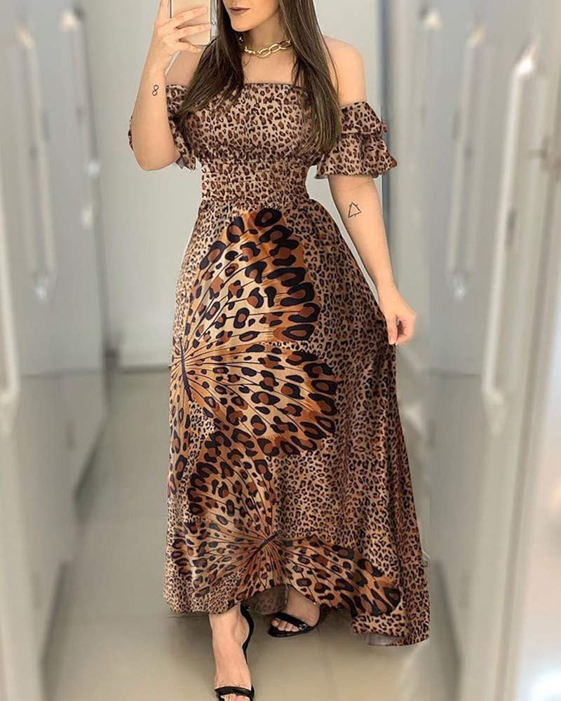 cheetah print dress with butterflies