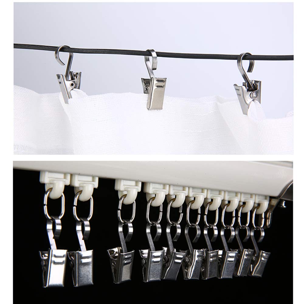 btcus4 Stainless Steel Curtain Clips with Hook for Curtain Photos Home Decoration and Outdoor Party -80 Pack（Silver）